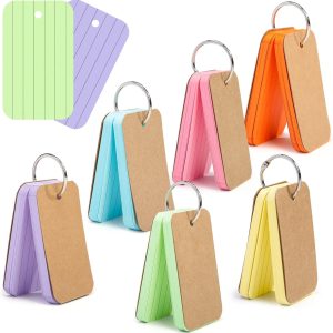 Koogel 300 Pcs Colored Index Cards, 2.2 x 3.5 Inch Underline Study Cards Colored Notecards on Ring Flash Cards for School Learning Memory Recipe Cards Game Card